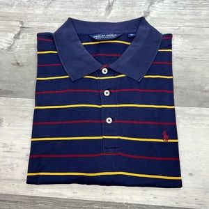 Polo Ralph Lauren Navy w/ Red & Gold Stripe Polo Shirt XL